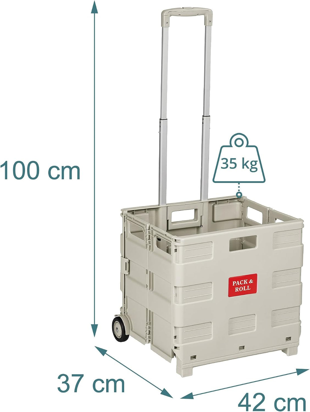 Relaxdays Einkaufstrolley, zusammenklappbar, Einkaufskorb mit Rollen, Teleskopgriff, bis 35 kg, Klap