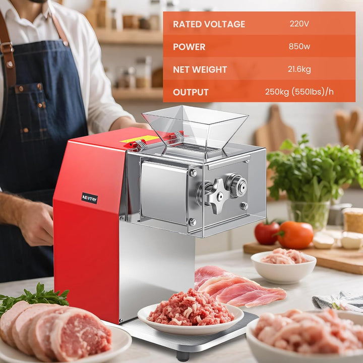 NEWTRY 850W Kommerzielle Fleischschneidemaschine zum Schneiden, Zerteilen und Würfeln von knochenlos