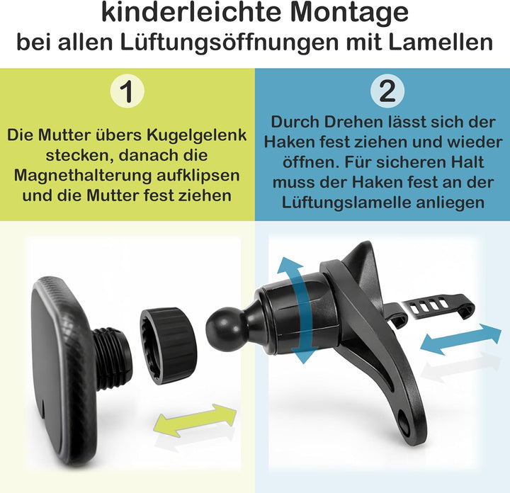 Aigner & Reiter Handyhalterung Auto Magnet für runde Lüftung | Magnethalter fürs Handy für Rundlüfte