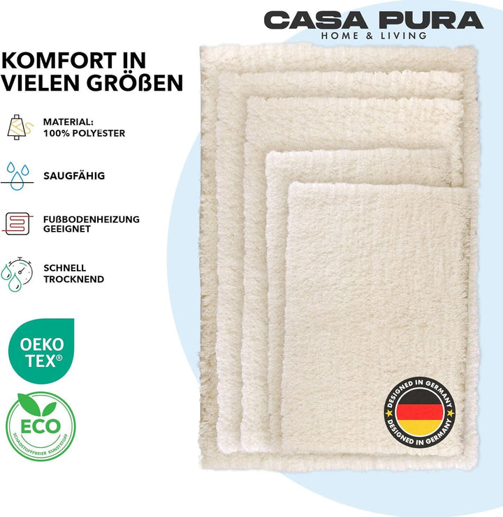 casa pura Badematte Hochflor Sky Soft - Weicher, Flauschiger Badezimmerteppich in Shaggy-Optik - Bad