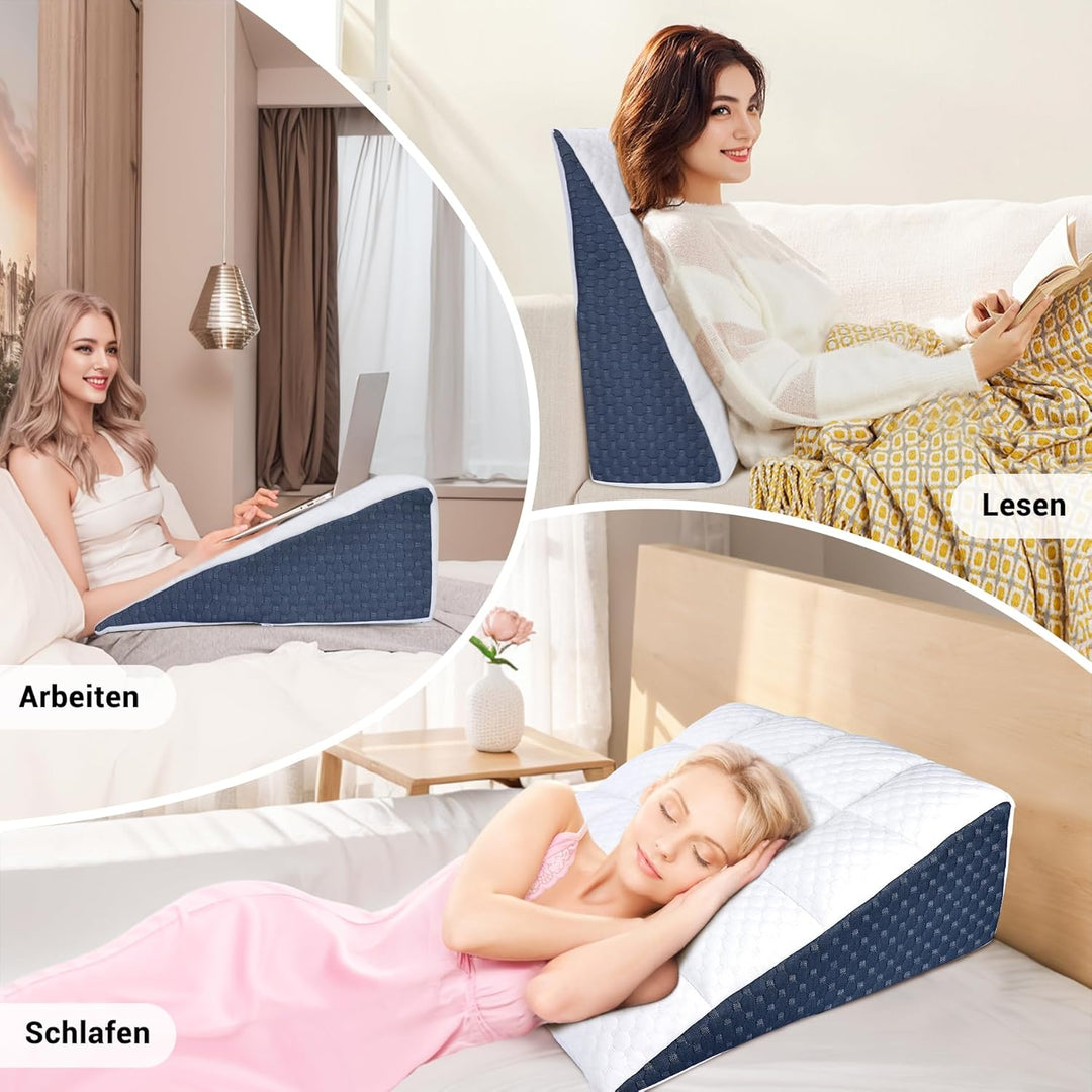 INFANZIA Vielseitig Keilkissen für Bett und Sofa-Memory Schaum Lesekissen-Ergonomischer Bettkeil für