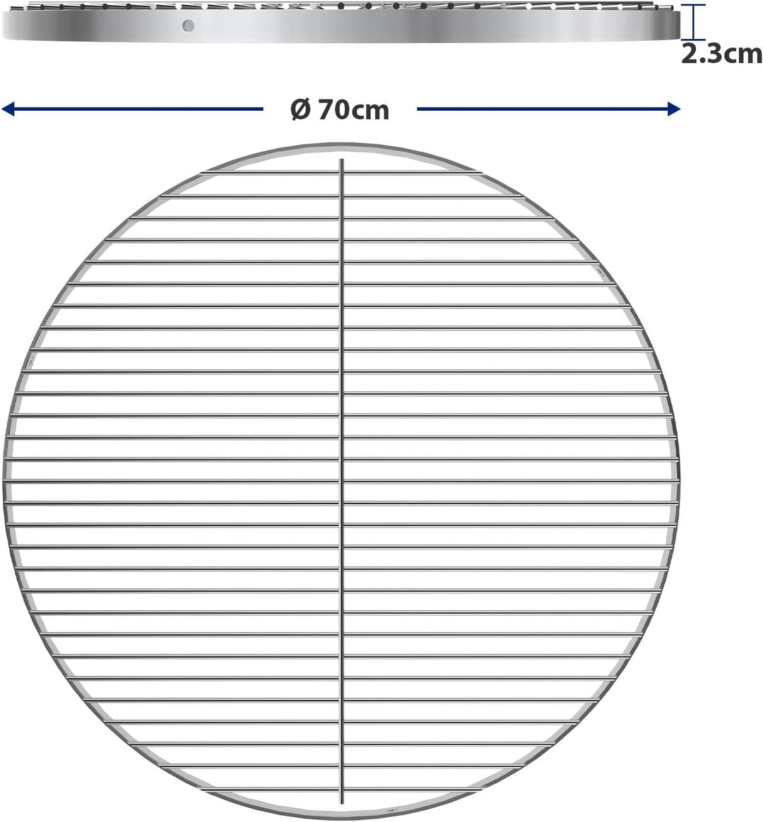 GriHero Grillrost Edelstahl Rund für Schwenkgrill, Ø 70 cm Grillgitter mit 3 Aufhängungsbohrungen fü