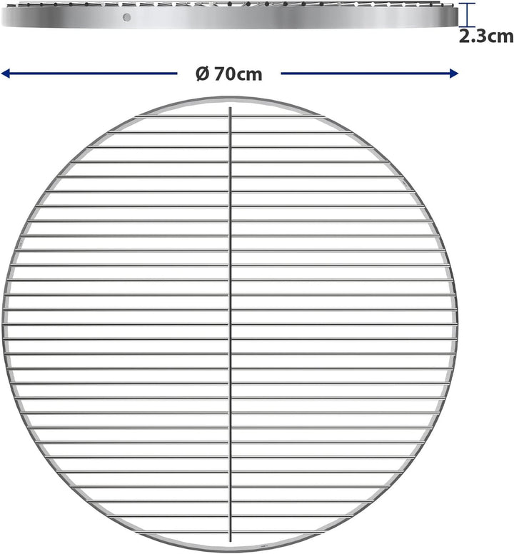 GriHero Grillrost Edelstahl Rund für Schwenkgrill, Ø 70 cm Grillgitter mit 3 Aufhängungsbohrungen fü
