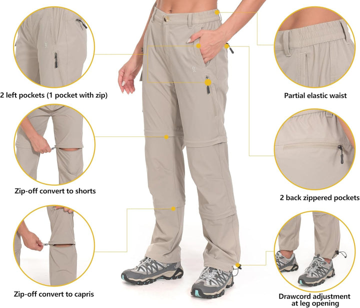 Little Donkey Andy Wanderhose Damen Zip Off Stretch Cabrio Softshellhose Schnell Trocknende mit Reis