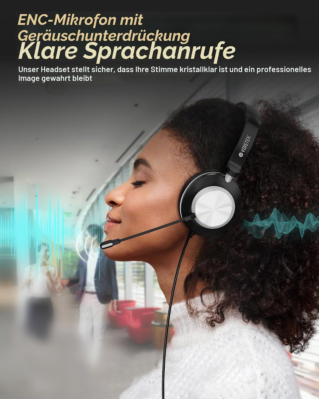 Headset mit Mikrofon (Single-Ear) USB/3,5mm/USB-C | Büro Headsets mit Noise Cancelling für Call Cent
