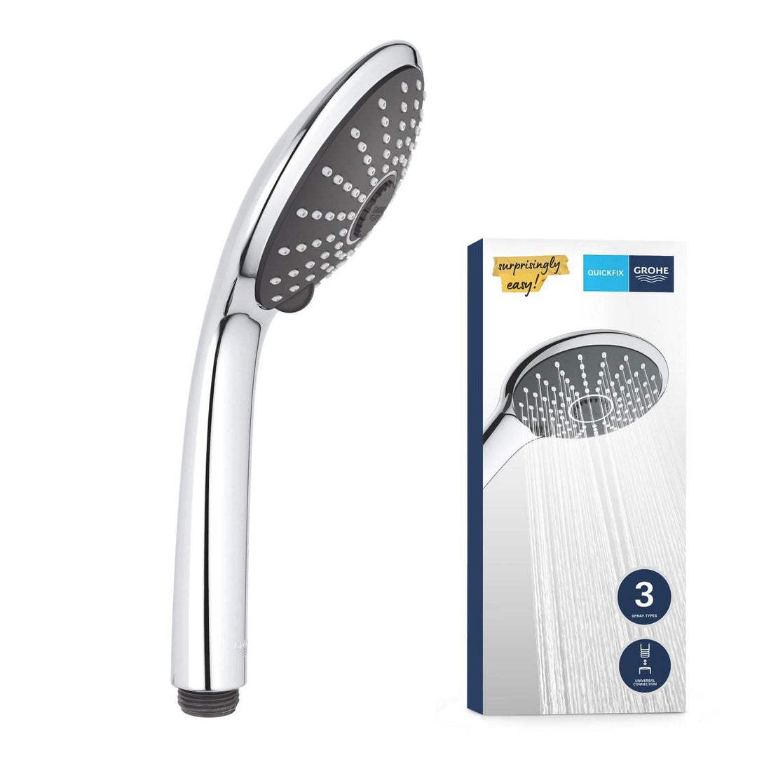 GROHE Vitalio Joy 110 - Handbrause (wassersparend, mit 3 Strahlarten, Antikalk System), rund, chrom,