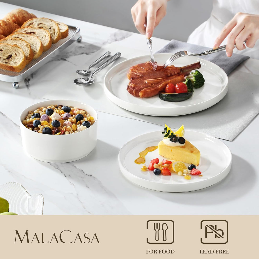 MALACASA Serie LEAH, Weiss | Set 12 Teile 4 Pers Weiss 12-teilig, 4 Personen, Weiss 12-teilig, 4 Per
