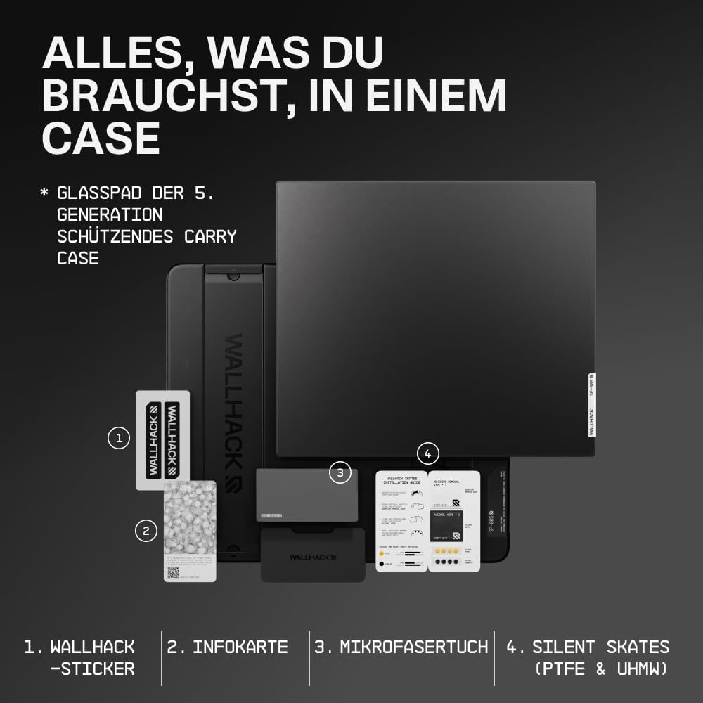 Wallhack SP-005 Glas Gaming Mauspad – Speed Surface für Esports, grosses Mauspad ultra-gleitfähiges