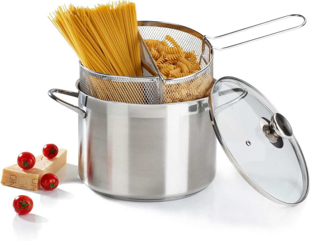 Barazzoni 421049524 Spaghetti-und Pastatopf mit Zwei Siebeinsätzen, ø 24 cm, Inhalt 7,25 l, Edelstah