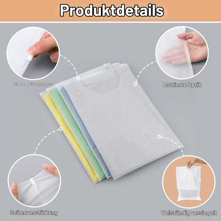 Beutel mit Reissverschluss, 100 Stück 25 * 35cm Zip Beutel Klein, Kleiderbeutel für Reisen, Zip Orga