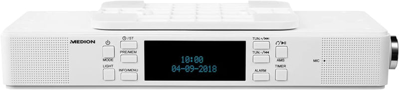 MEDION P66550 DAB+ Küchen Unterbauradio mit Bluetooth-Funktion (PLL UKW Radio, 2x3 W RM, AMS, Freisp