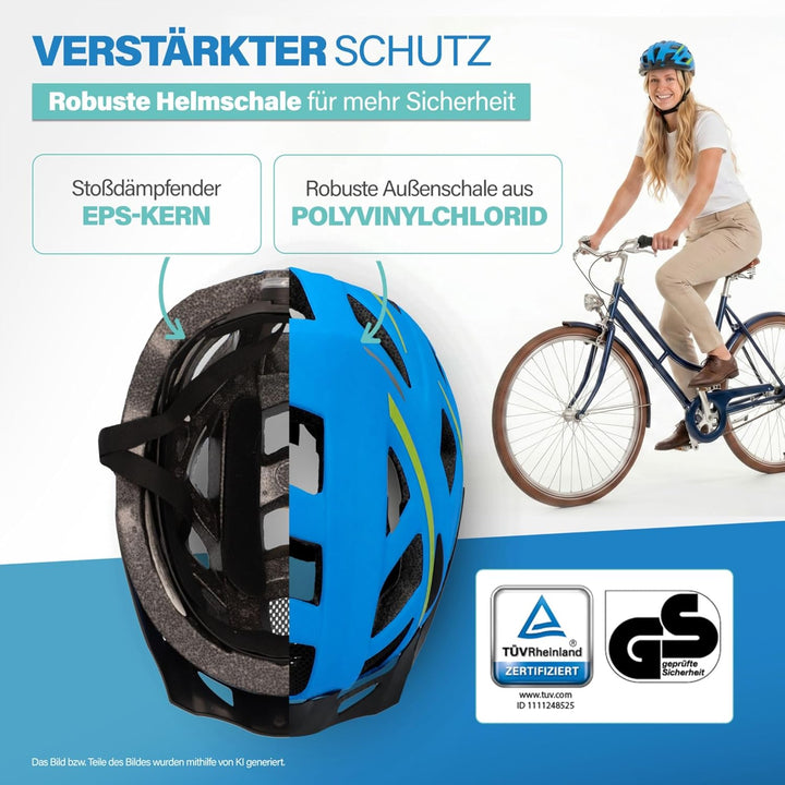 FISCHER Unisex – Erwachsene Urban Lano Fahrradhelm L/XL, 58-61 cm Blau-Gelb, L/XL, 58-61 cm Blau-Gel