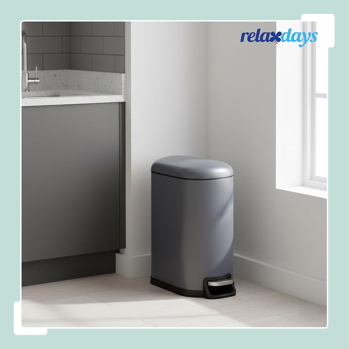 Relaxdays Mülleimer, 10 Liter, Absenkautomatik, entnehmbarer Inneneimer, Kosmetikeimer mit Deckel, B