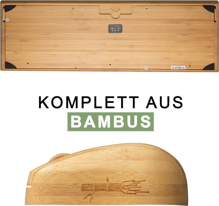 KIBODO - Bamboo Wireless Tastatur-Maus-Set, Naturholz, angenehmer Touch, einfach zu bedienen, dekora