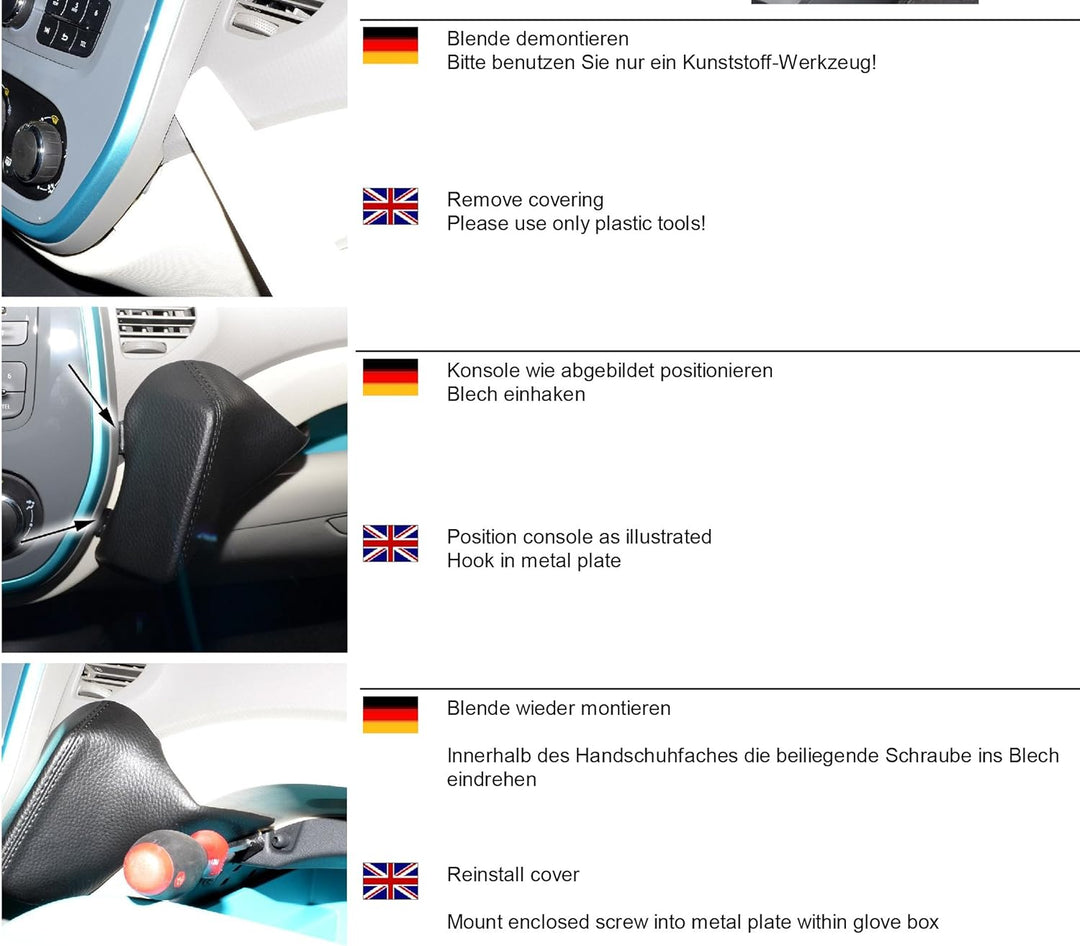 KUDA 1855 Halterung Kunstleder schwarz für Renault Capture ab 2013, 1855