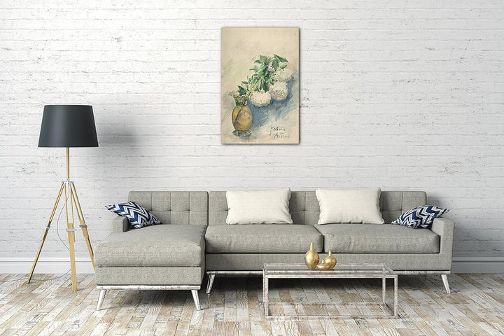 Printed Paintings Leinwand (60x80cm): Zacharie Astruc - Weisse Blumen in Einer Vase 60x80 cm, 60x80