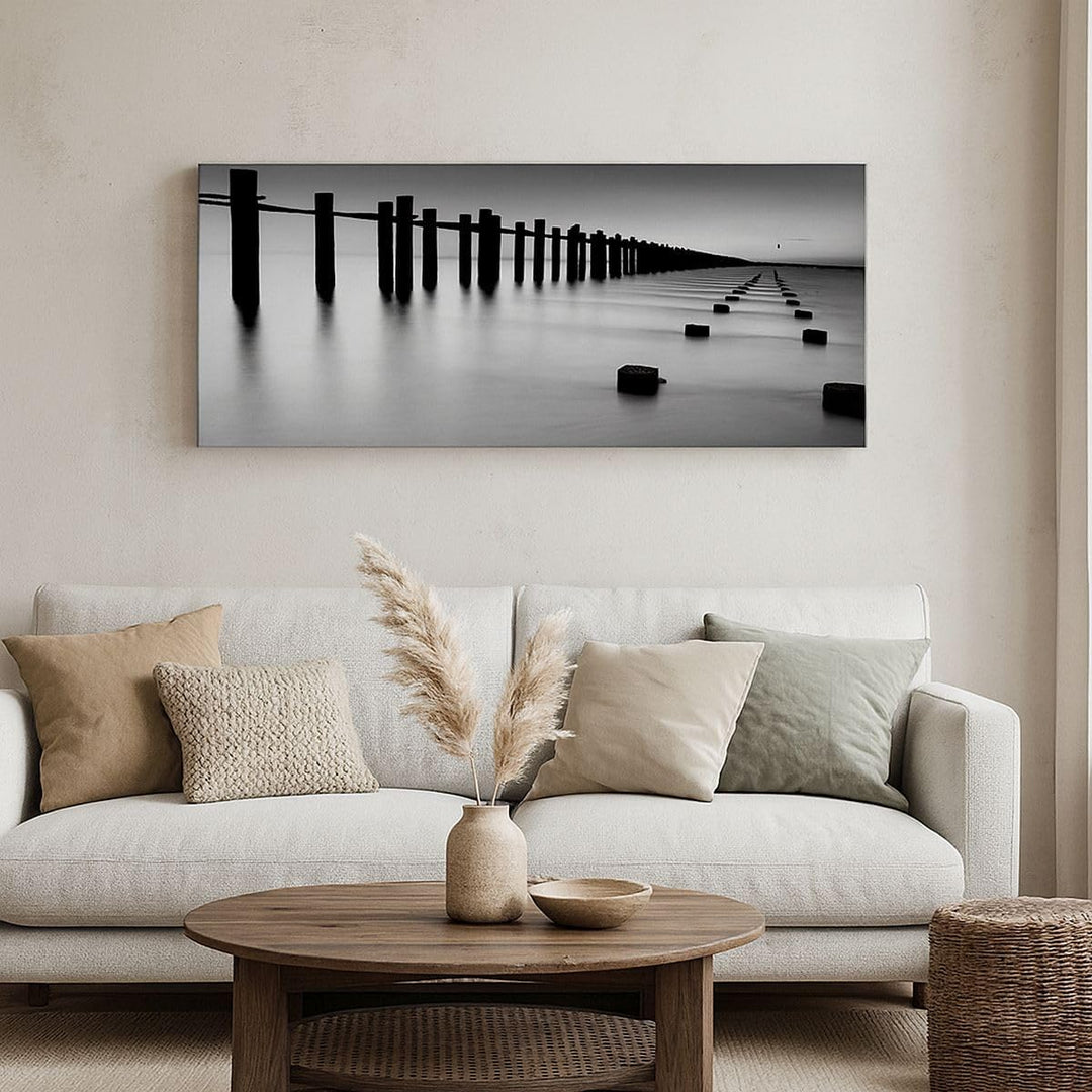 Panorama Bilder auf Leinwand 100x40cm Leinwandbild Meer Ufer Ozean Horizont Gross Wanddeko Bild Schl