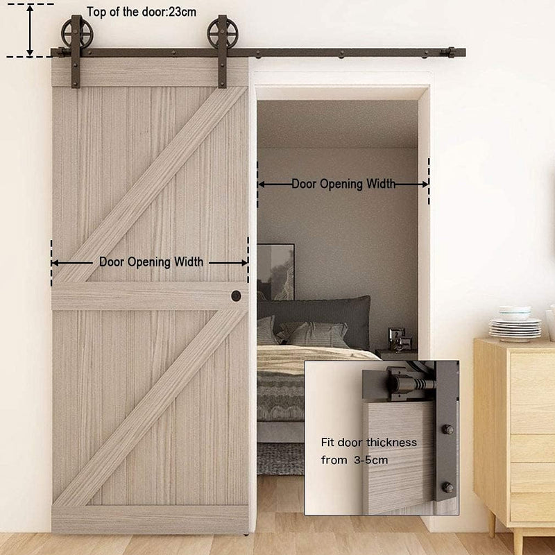 CCJH 183CM (6FT) Schiebetürbeschlag Set Schiebetürsystem Laufschiene für Schiebetür Hängeschiene für