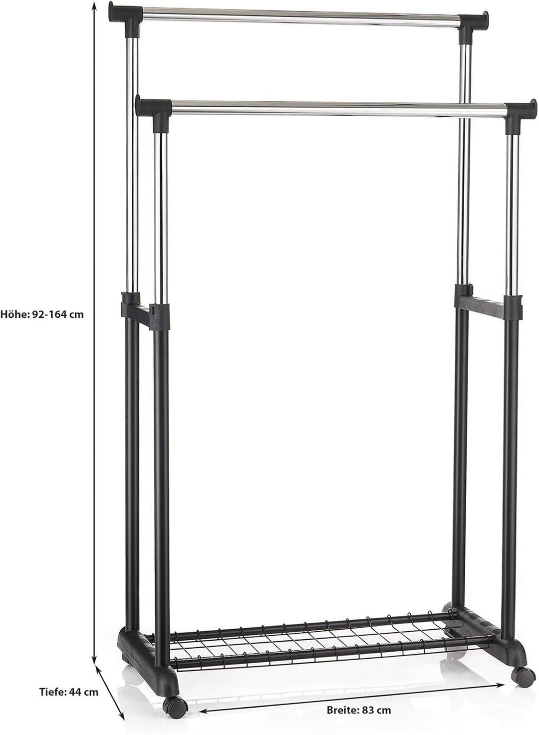 IDIMEX Garderobenwagen Grosso Kleiderständer Rollgarderobe Garderobenständer, mit Schuhablage, 2 Kle
