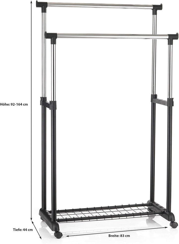 IDIMEX Garderobenwagen Grosso Kleiderständer Rollgarderobe Garderobenständer, mit Schuhablage, 2 Kle