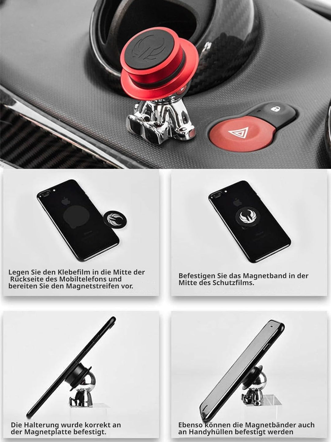 aokway Magnet Handyhalterung Auto – Lustige Mad Hatter Figur KFZ Handyhalter, 360° drehbar, Armature