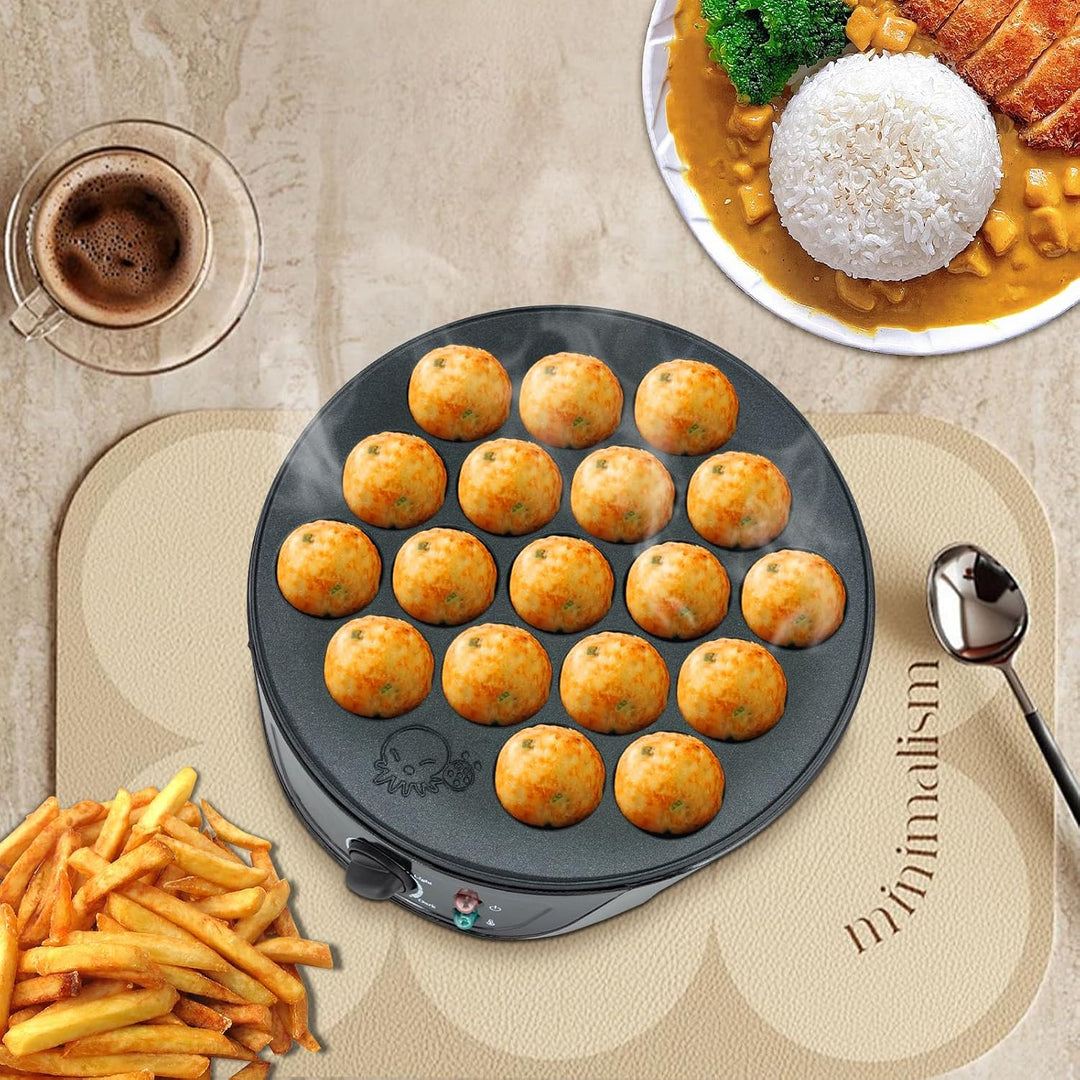 750W Elektrischer Takoyaki Maker, 18 Löcher Takoyaki Maschine mit Präzise Temperaturregelung und Loc