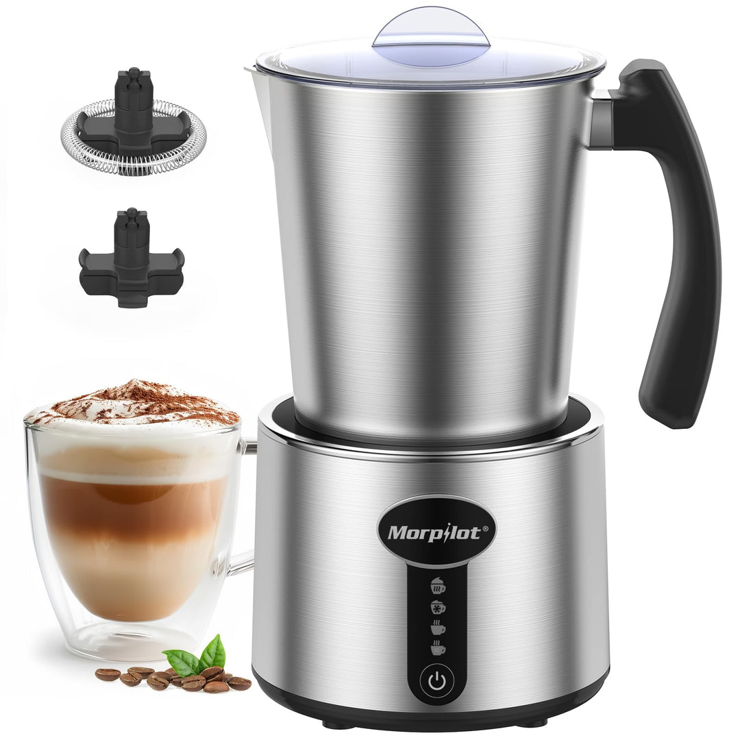 Morpilot Milchaufschäumer Elektrisch 4 in 1, 500ml Fassungsvermögen, Milchschäumer für Heisser und K