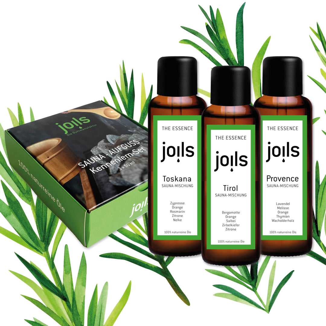 JOILS® Saunaaufguss Set II, naturrein, 3x50ml, 100% naturreines Öl für Ihre Sauna, Bio-Saunaöl im Ge