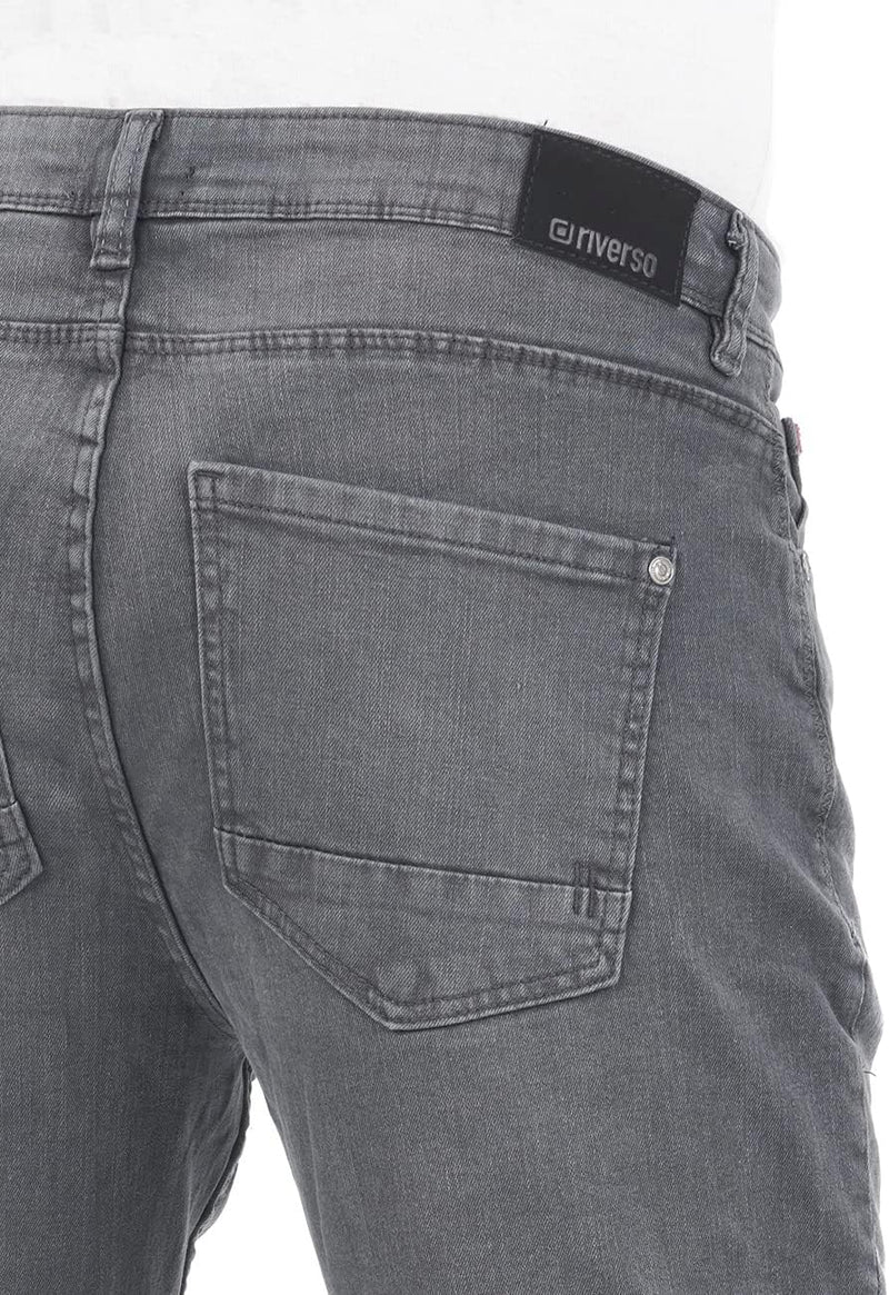 riverso Herren Jeans Hose RIVChris Straight Fit Jeanshose Baumwolle Denim Stretch Schwarz Blau Grau