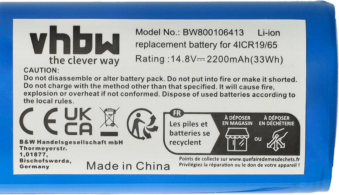 vhbw Akku kompatibel mit Silvercrest SSRA1 Home Cleaner Heimroboter (2200 mAh, 14,8 V, Li-Ion)