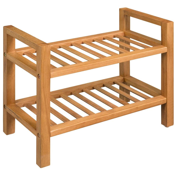 vidaXL Schuhregal Schuhaufbewahrung mit 2 Etagen Eiche Massiv 50x27x40 cm Abmessungen: 49,5 x 27 x 4