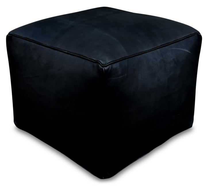 See the Good Quadratischer Leder Pouf - Handgefertigt - gefüllt geliefert - Ottoman, Sitzsack, Fussh