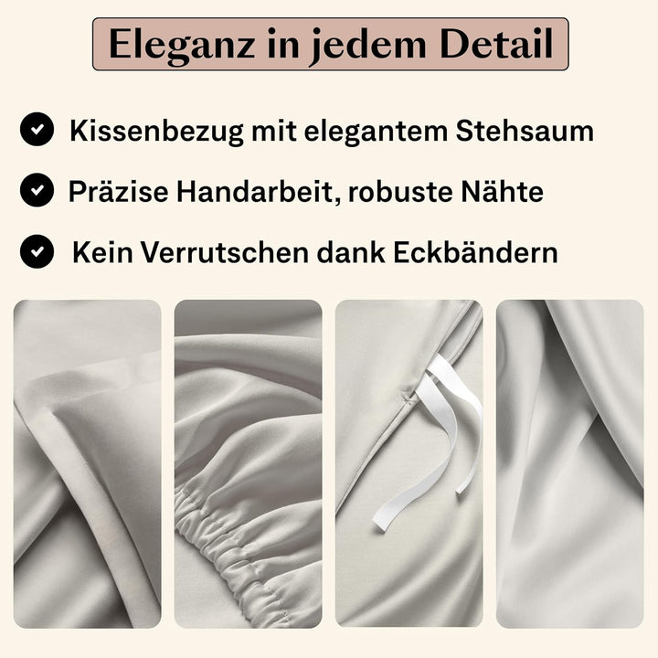 Amqua Mako Satin Kissenbezug 2er Set Kissenbezüge 40x80 cm, 100% ägyptische Baumwolle (Zertifiziert)