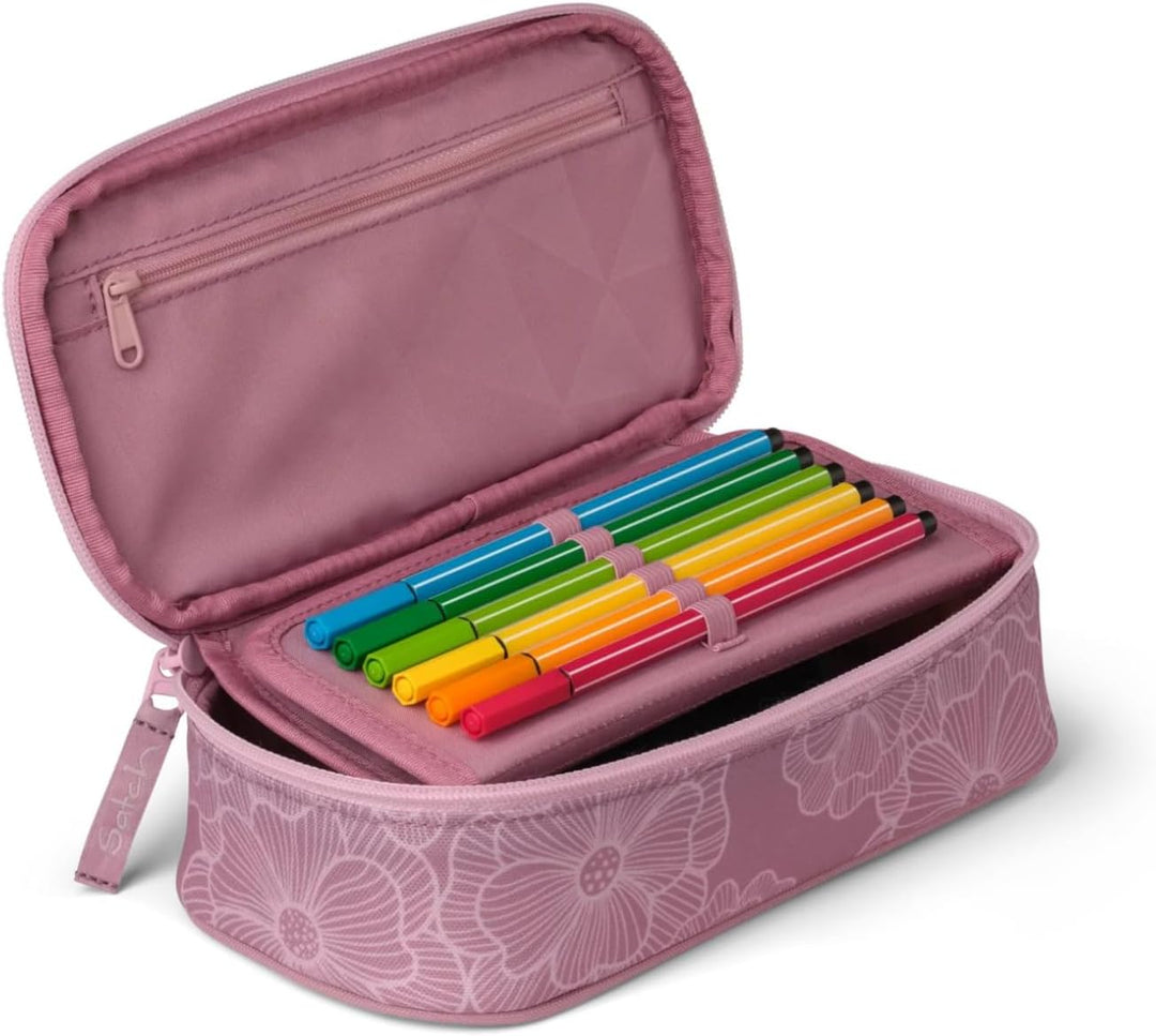 Satch Schlamperbox extra gross inkl. Trennfach Reissverschlussfach Stiftehalter Geodreieck Sichtfens