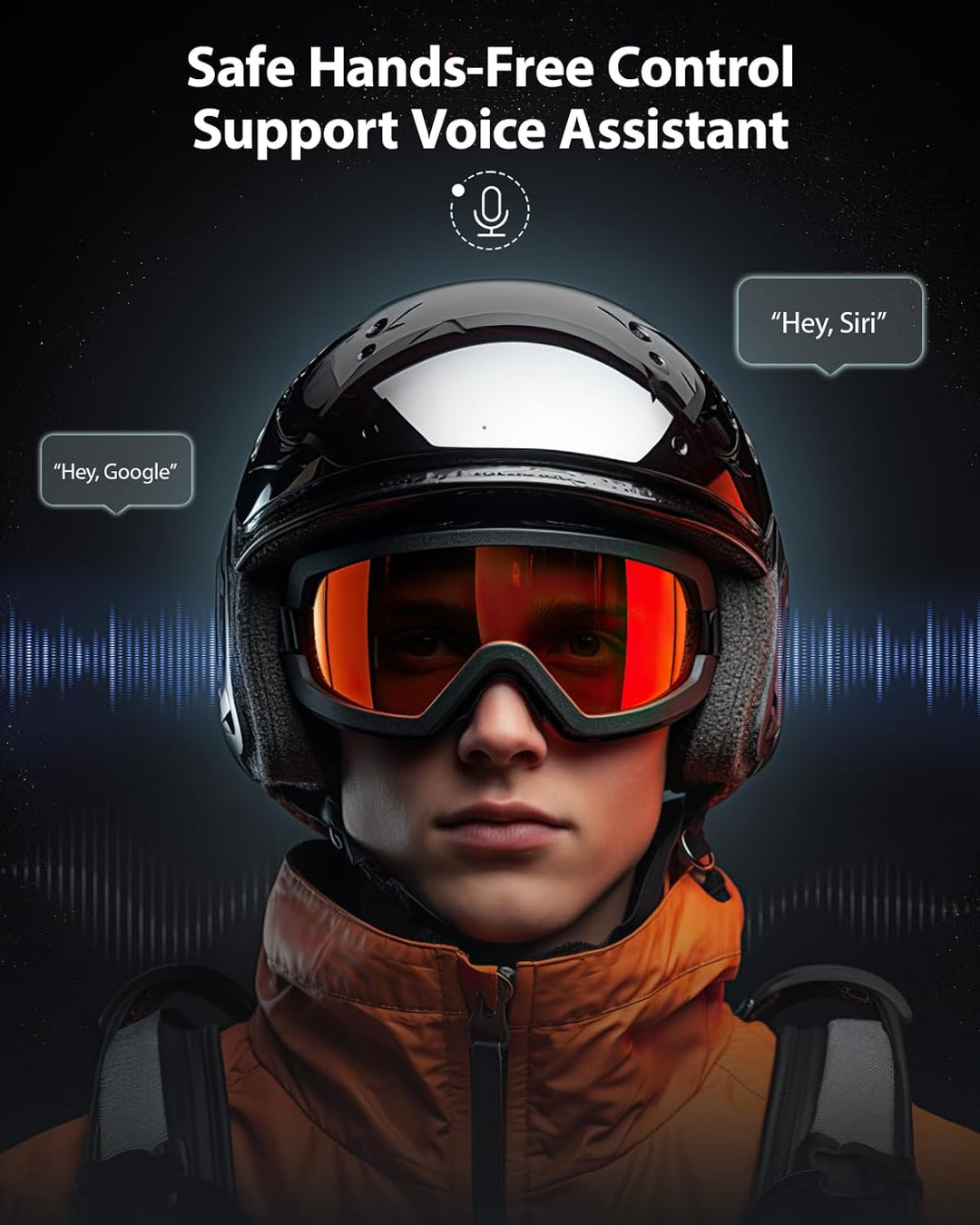 Doohoeek Kabellose Helmkopfhörer für Ski, Bluetooth Headset mit integriertem Mikrofon & IPX5 Wassers