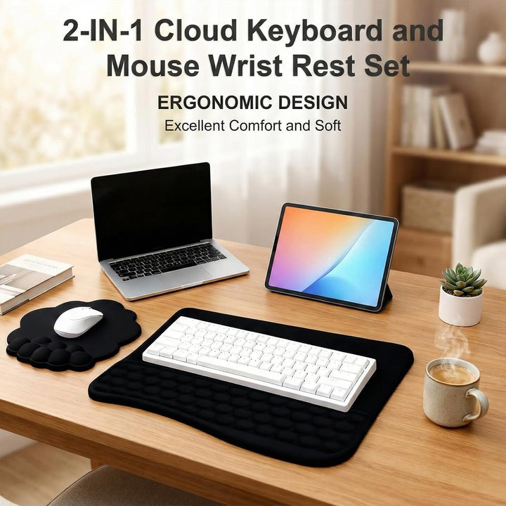 Handballenauflage Tastatur Maus 2-in-1 Set, Ergonomische Memory-Schaum | Cloud Wrist Rest mit 2 Neig