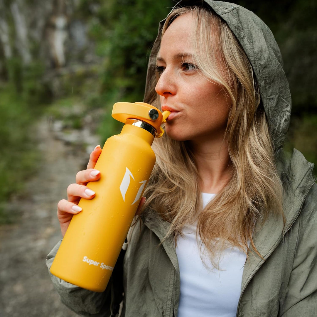 Super Sparrow Trinkflasche Edelstahl - Thermobecher - 350ml, 500ml, 750ml, 1L, 1.2L - FlipFlow Trink