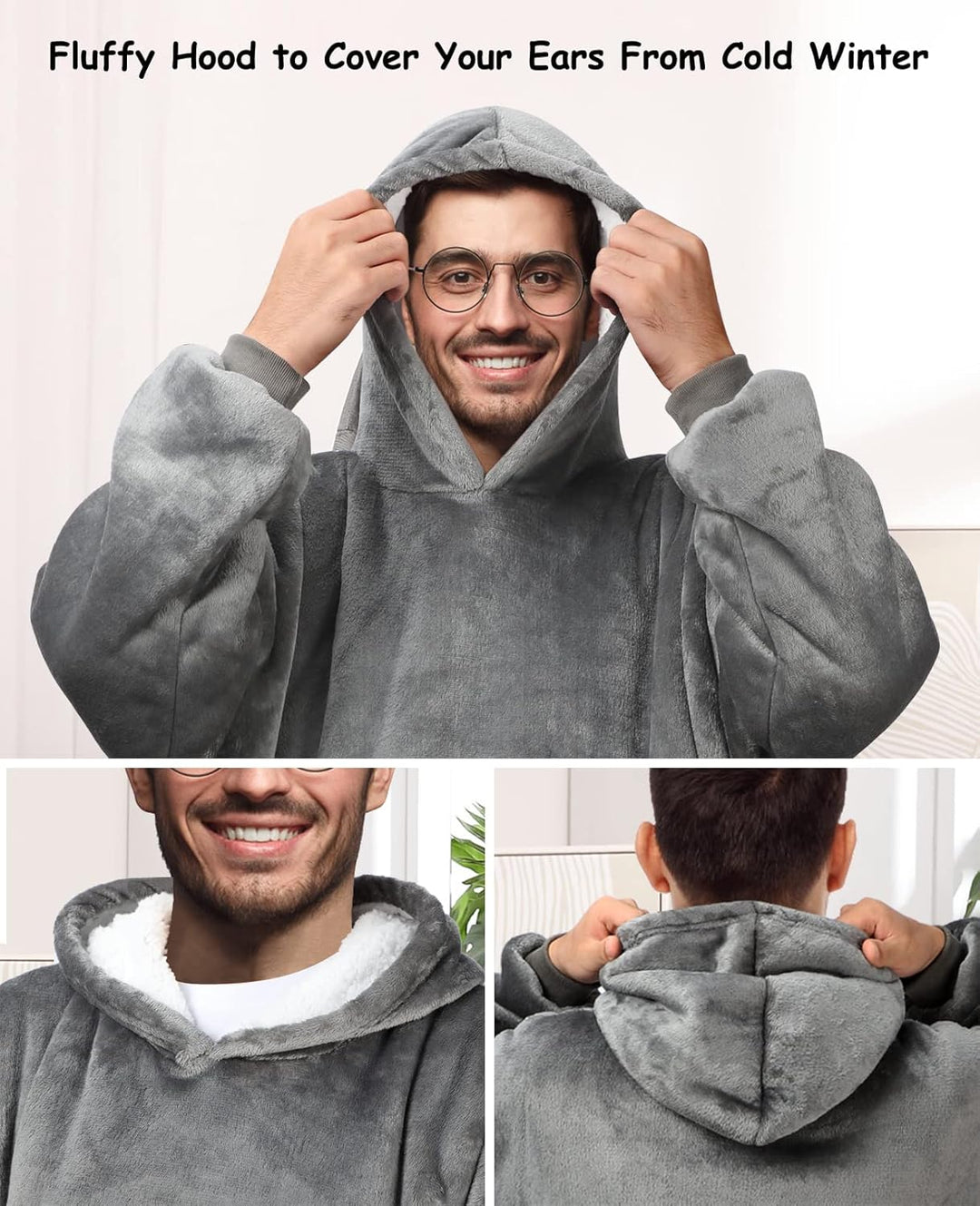 Sendowtek Übergrösse Hoodie Sweatshirt Übergrosse Decke Swearshirt Sherpa Deckenpullover Riesen Swea