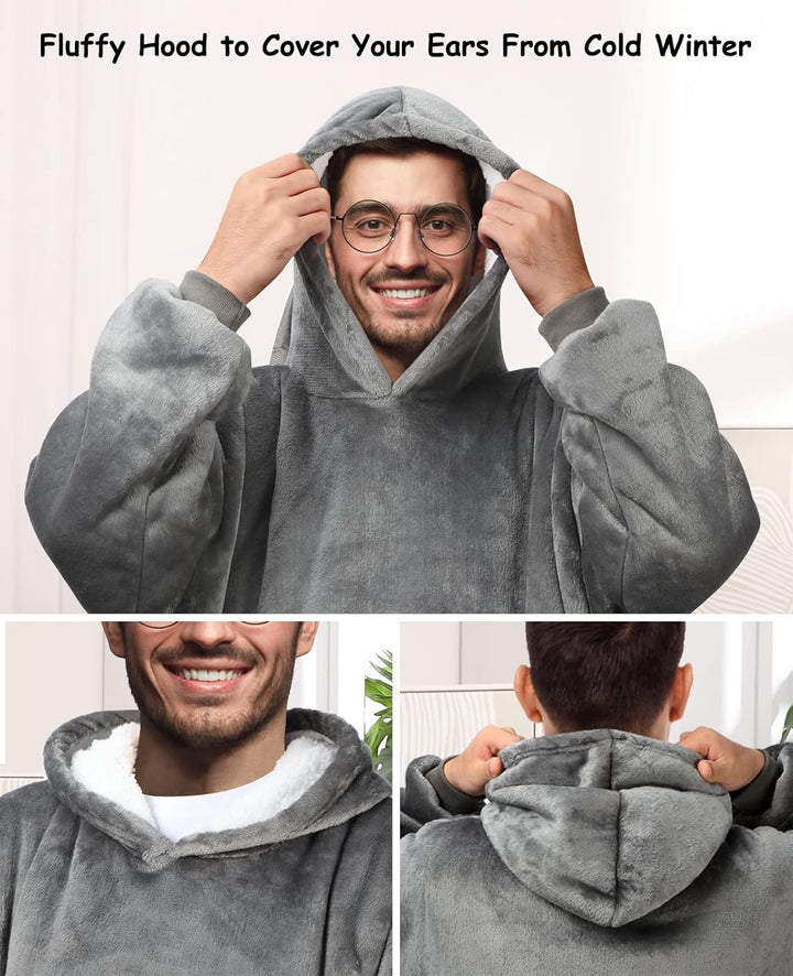 Sendowtek Übergrösse Hoodie Sweatshirt Übergrosse Decke Swearshirt Sherpa Deckenpullover Riesen Swea
