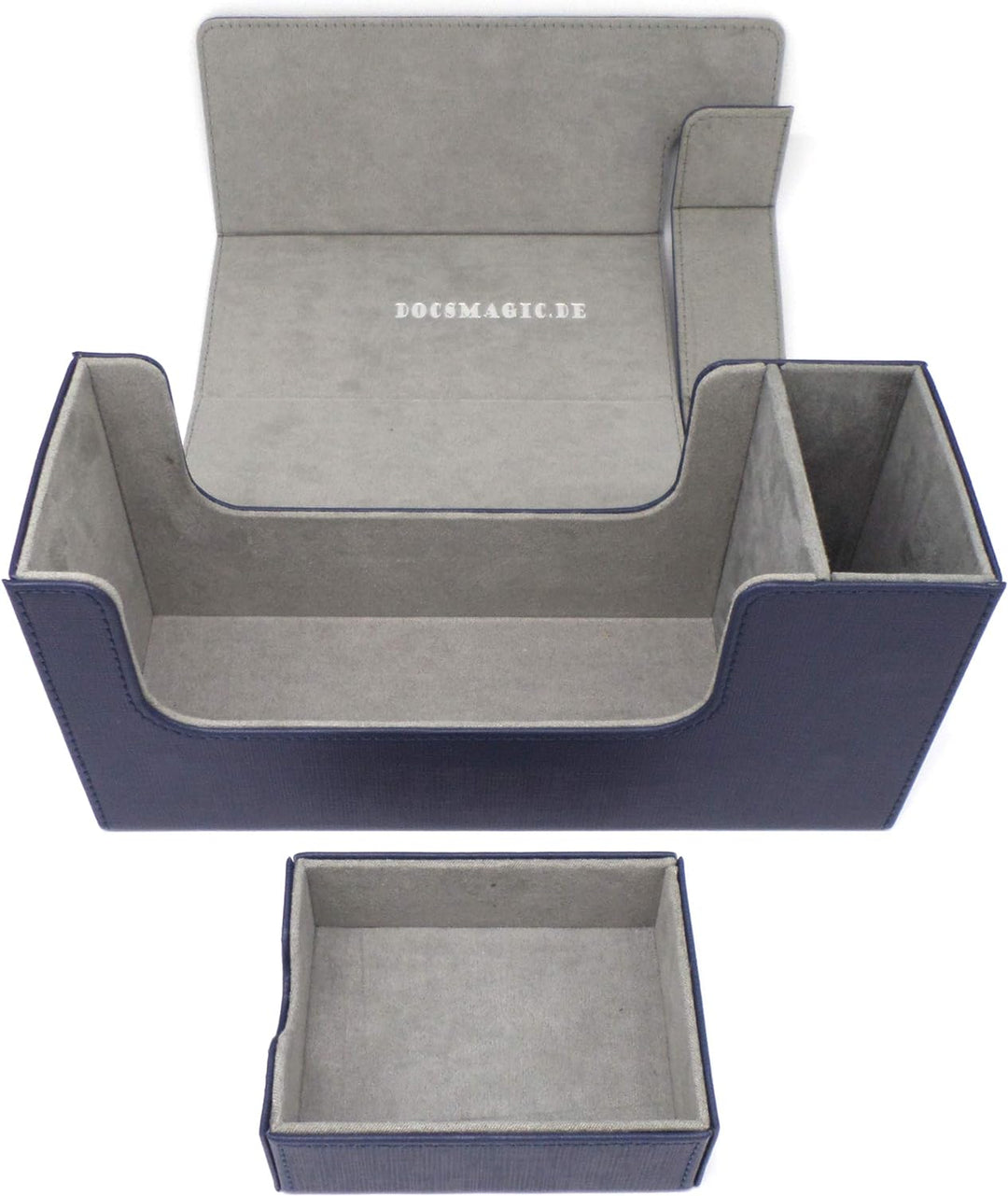 docsmagic.de Premium Magnetic Tray Long Box Dark Blue Small + 2 Flip Boxes - Dunkelblau Small + 2 Fl