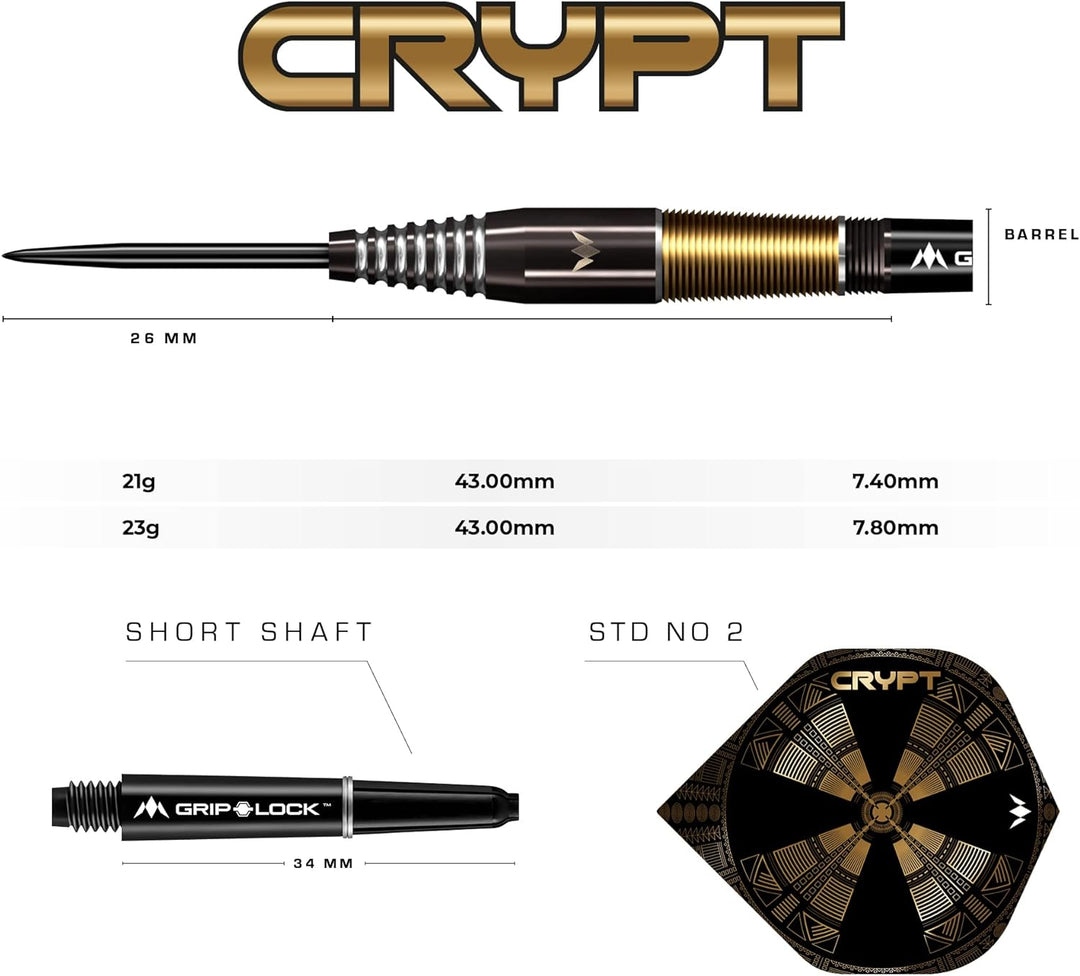 Mission Darts Crypt | Dartpfeile-Set mit Premium 90% Wolfram schwarz und gold PVD beschichtetem Scha