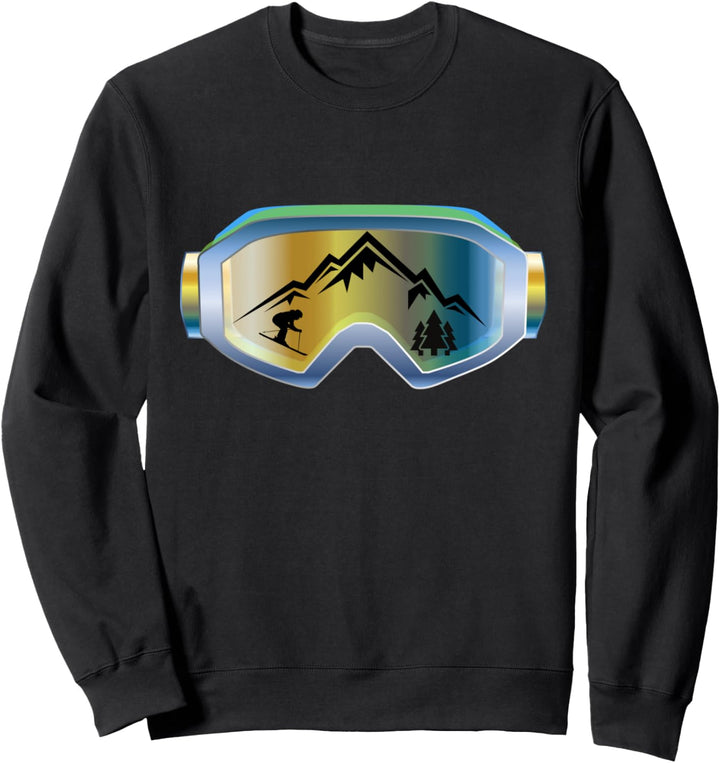 Skibrille mit Bergen und Bäumen Sweatshirt