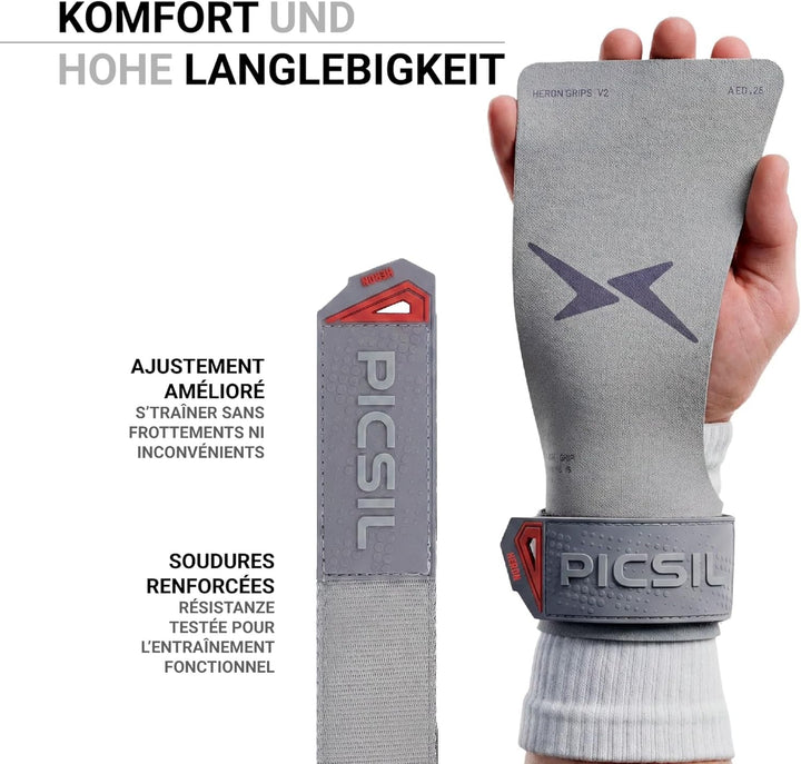PICSIL Heron Hand Grips – Handschutz aus Aramidfasern, Nutzung mit oder ohne Magnesia, für WOD, Cros