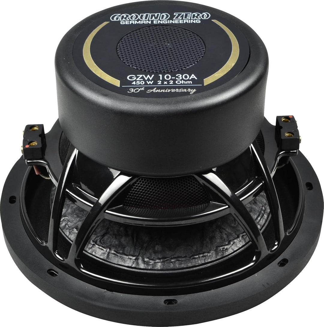 Ground Zero GZW 10-30A – 30th Anniversary 10 Zoll SQ Subwoofer, 450W RMS, 2x2 Ohm, Carbon Membran, K