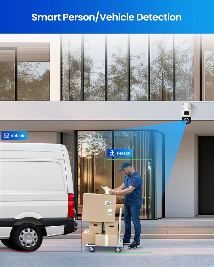 ZOSI Dual-Lens PoE Outdoor Überwachungskamera Set mit AI Personen/Fahrzeugerkennung, 8CH 4K 2TB NVR