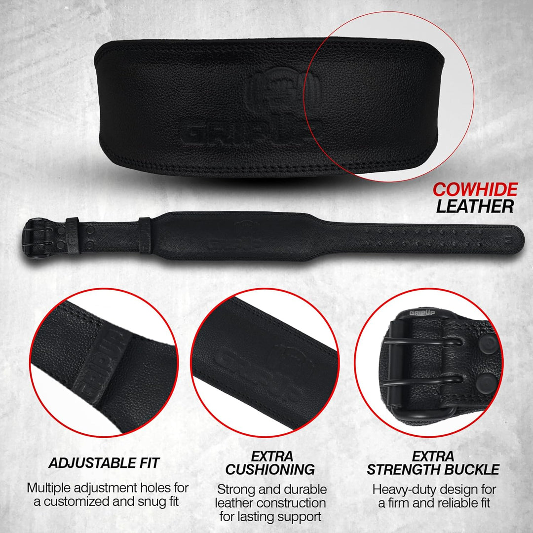 Gewichthebergürtel aus Leder – 7mm Dick, Verstellbarer Trainingsgürtel mit Gepolsterter Lendenwirbel