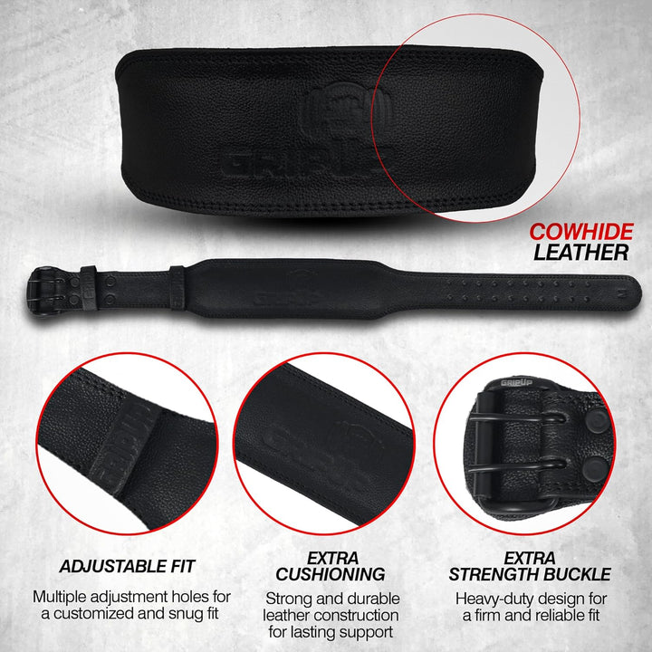 Gewichthebergürtel aus Leder – 7mm Dick, Verstellbarer Trainingsgürtel mit Gepolsterter Lendenwirbel