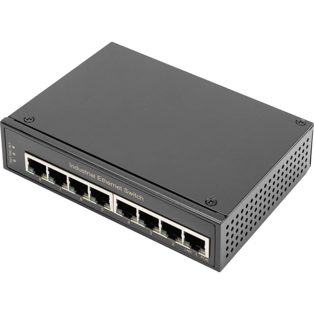 DIGITUS Netzwerk-Switch 8-Port - Hutschiene oder Wand-Montage - Gigabit Ethernet RJ45 Buchsen - DIN-