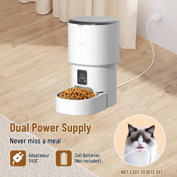 Futterautomat Katze 4L, Katzen Futterautomat mit Timer und Portionskontrolle, 1–6 Mahlzeiten pro Tag