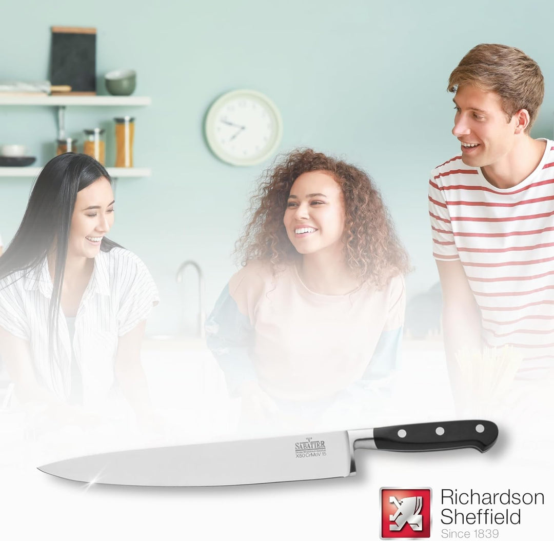 Richardson Sheffield V SABATIER Kochmesser, gehärteter Klingenstahl, rostfrei, extrem scharf, Profi